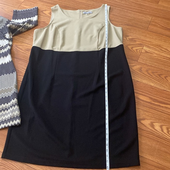 Danny and Nicole woman’s 2 pcs plus jacket / dress zing zag design back, tan - Picture 15 of 17